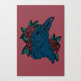 Raven and Flowers Canvas Print
