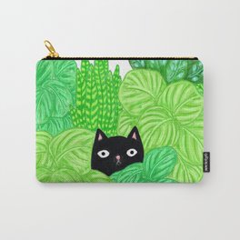 Black cat in House plants Carry-All Pouch