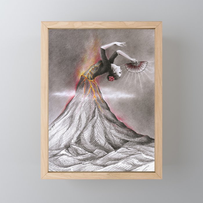 Dancing Volcano Framed Mini Art Print