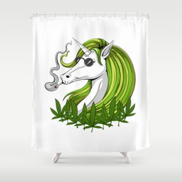Hippie Unicorn Weed Smoking Marijuana Shower Curtain