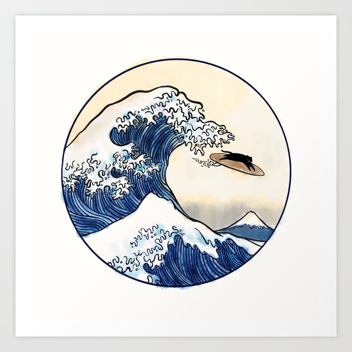 Great Wave off Kanagawa Surfer Art Print