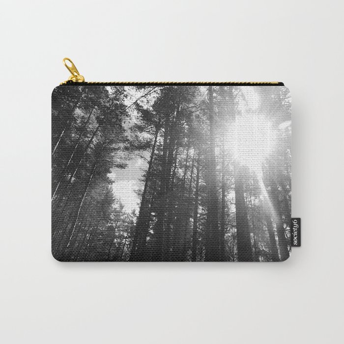 Black and White Sun in a Pine Forest Carry-All Pouch