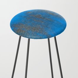 Serene Blue Brushstrokes with Glitter Abstract Counter Stool