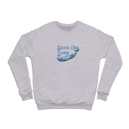 Save the Seas and Oceans - Save the Planet - Blue Whale Design Crewneck Sweatshirt