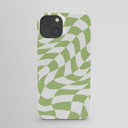 Wavy Matcha Green Checkered Print iPhone Case