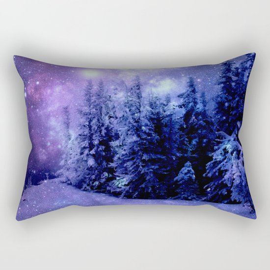 Galaxy Winter Forest Lavender Purple Blue Rectangular Pillow