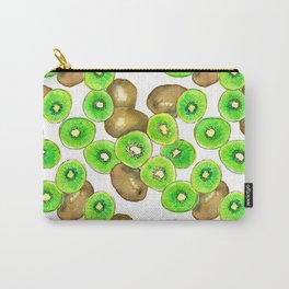 Many many kiwis on white.  Carry-All Pouch