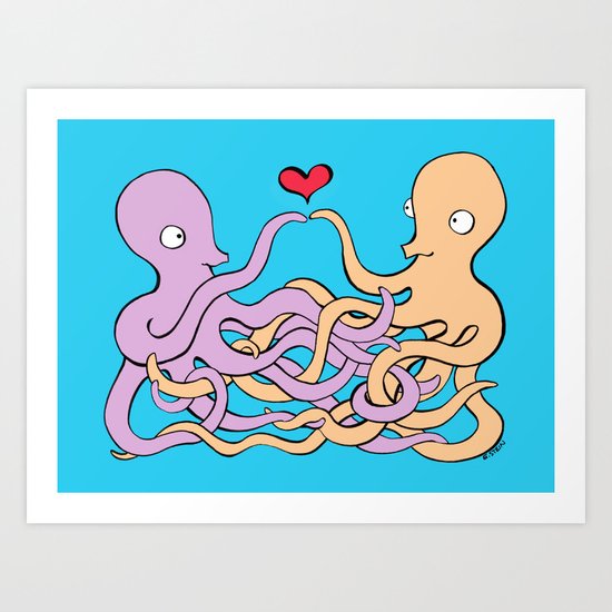Cephalopod Couple Art Print