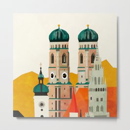 travel europe germany munich Metal Print | Oktoberfest, Acrylic, Digital, Europe, Painting, Drawing, Shapes, Souvenir, Illustration, Cathedral 