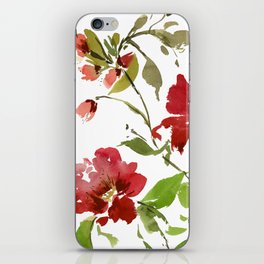 Blooming Red Florals iPhone Skin