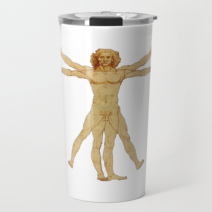 Vitruvian Man by Leonardo da Vinci.  Travel Mug