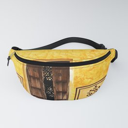 Antique door in India - Bright yellow marigold wall Fanny Pack
