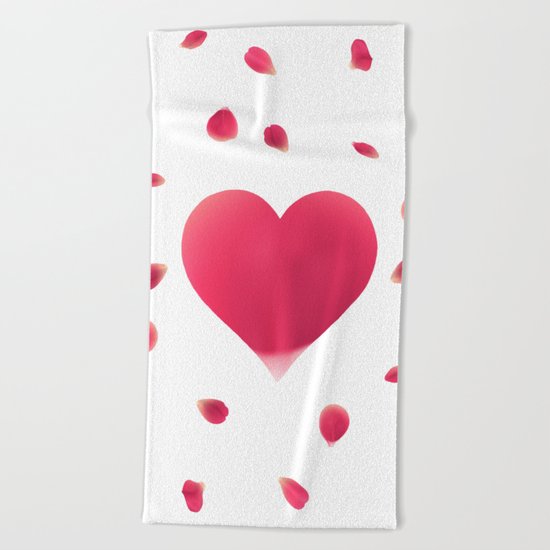 Rose Petal Heart Beach Towel