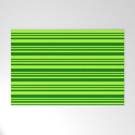 [ Thumbnail: Green and Light Green Colored Lined Pattern Welcome Mat ]