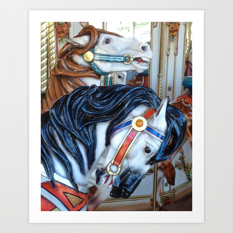 Carousel Horses Carnival Merry Go Round Horses Art Print By