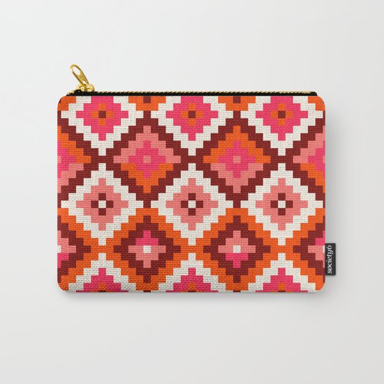 Aztec pattern-rose, orange, brown Carry-All Pouch