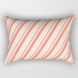 [ Thumbnail: Salmon and Beige Colored Striped Pattern Rectangular Pillow ]