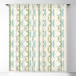Retro Green and Aqua Triangle and Abstract Hearts Blackout Curtain