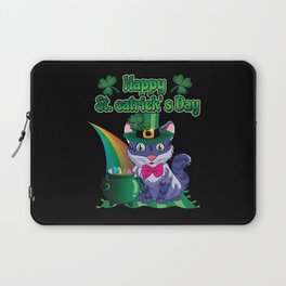 St. Catricks Day Cat Shamrock Saint Patrick's Day Laptop Sleeve