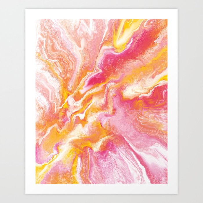 Liquid Swirl Retro Marble Abstract  Art Print