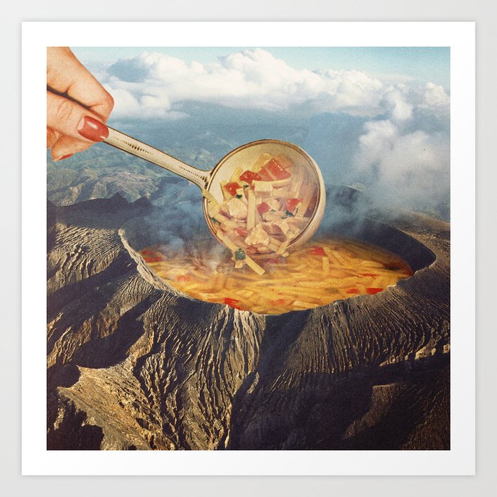 Volcano Noodle Soup Art Print