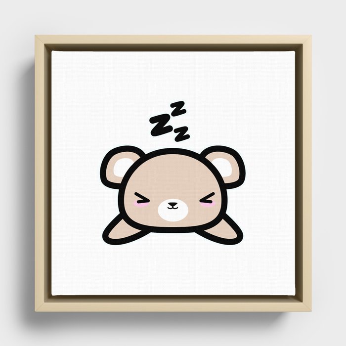 Cute Sleeping Bear Kawaii Style Drawing Gift Poster by Niks Shop