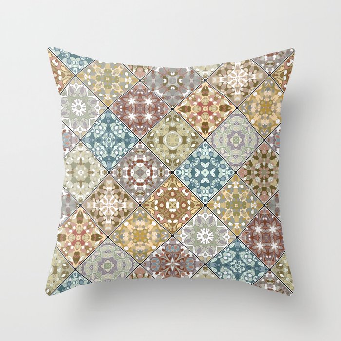 Mediterranean Decorative Tile Print IV Throw Pillow