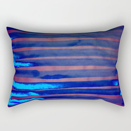 Blue Ice Lines Stripe Rectangular Pillow