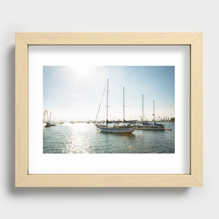 Sail Boat on San Diego Waterfront Recessed Framed Print