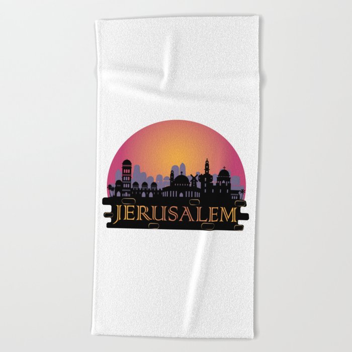 Jerusalem Old City Skyline - Israel Travel Beach Towel