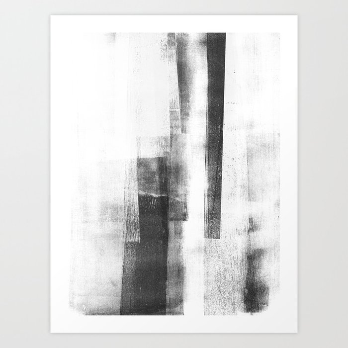 Black and White Minimalist Geometric Abstract Painting "Structure 3" Art Print