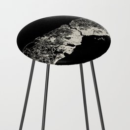 Istanbul, Turkey - Black and White City Map - Aesthetic Counter Stool