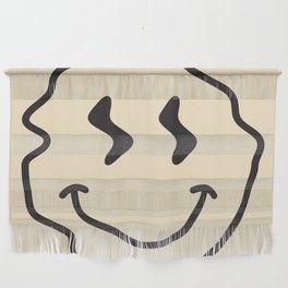 Wonky Smiley Face - Black and Cream Wall Hanging