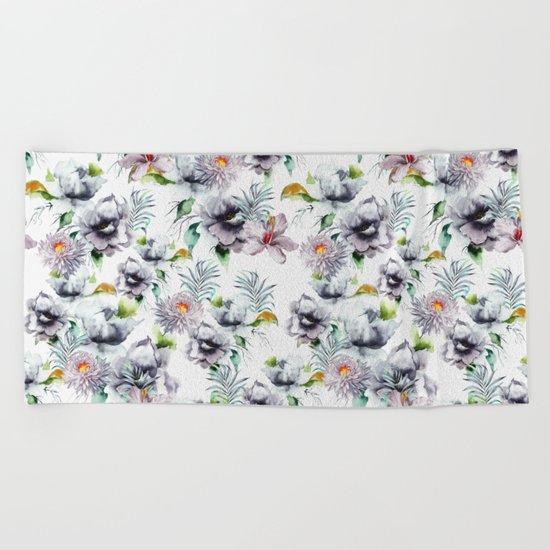 Autumn Garden PAttern Beach Towel
