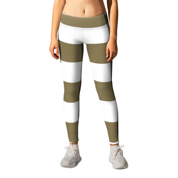 Gold Fusion -  solid color - white stripes pattern Leggings