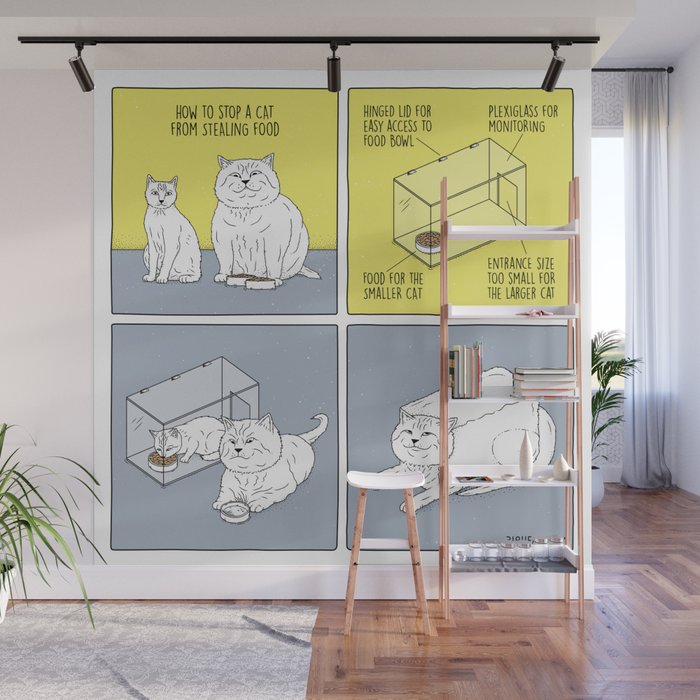 How To Stop A Cat From Stealing Food Wall Mural By 319heads Society6 How To Stop A Cat From Stealing Food Wall Mural