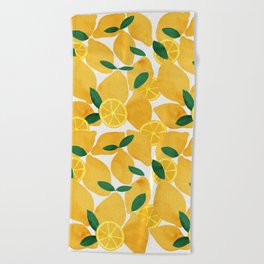 lemon mediterranean still life Beach Towel