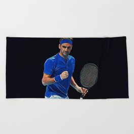 Tennis legend Roger Federer Beach Towel