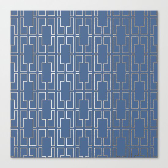 Simply Mid-Century in White Gold Sands and Aegean Blue Canvas Print