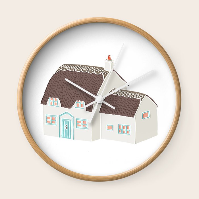 Little Thatched Cottage Wall Clock By Emmafitzgerald Society6