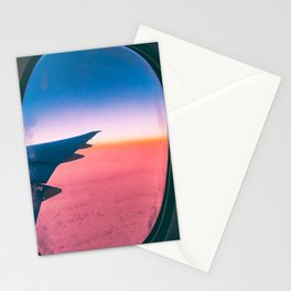 Pink beautiful clouds and sky from the window of an airplane Stationery Card