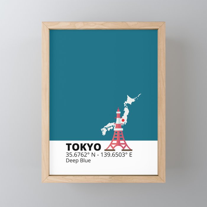 Tokyo Deep Blue Framed Mini Art Print