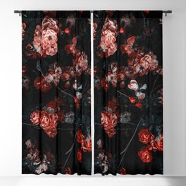 Dark Floral Pattern Blackout Curtain