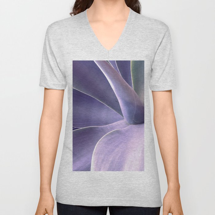 Lavender Succulent V Neck T Shirt