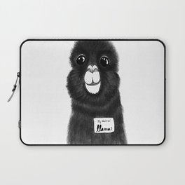 Funny Cute Hand Drawn Llama in Black and White Laptop Sleeve