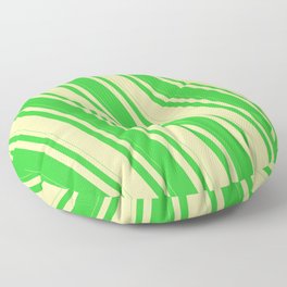 [ Thumbnail: Lime Green and Pale Goldenrod Colored Stripes Pattern Floor Pillow ]