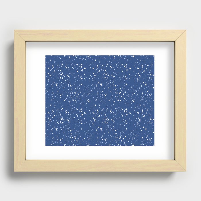 Dark Blue and White Abstract Spots Recessed Framed Print