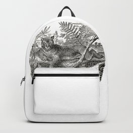 Wild Cat in The Tropical Jungle Black & White Vintage Illustration Backpack