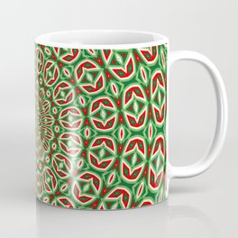 Two Tone Green And Red And White Christmas Mandala Coffee Mug