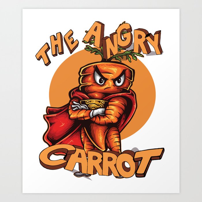 Angry Carrot SuperHero Vegetarian Vegan Powerlifter Bodybuilder Art Print